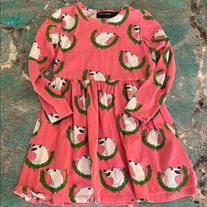 Mini Rodini Pink Dress with Polar Bear Design